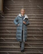 Женский зимний длинный пуховик с капюшоном 71552 - Зображення 5