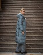 Женский зимний длинный пуховик с капюшоном 71552 - Зображення 3