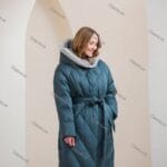 Женский зимний длинный пуховик с капюшоном 72315 big size (большие размеры) - Зображення 4