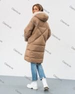 Женский зимний пуховик с капюшоном 73527 - Зображення 6