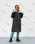 Женский зимний длинный пуховик с капюшоном 73517 - Зображення 13