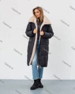 Женский зимний длинный пуховик с капюшоном 73517 - Зображення 10