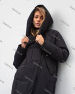 Женский зимний длинный пуховик с капюшоном 236 - Зображення 2