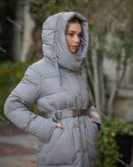 Женский зимний длинный пуховик с капюшоном 272 - Зображення 6