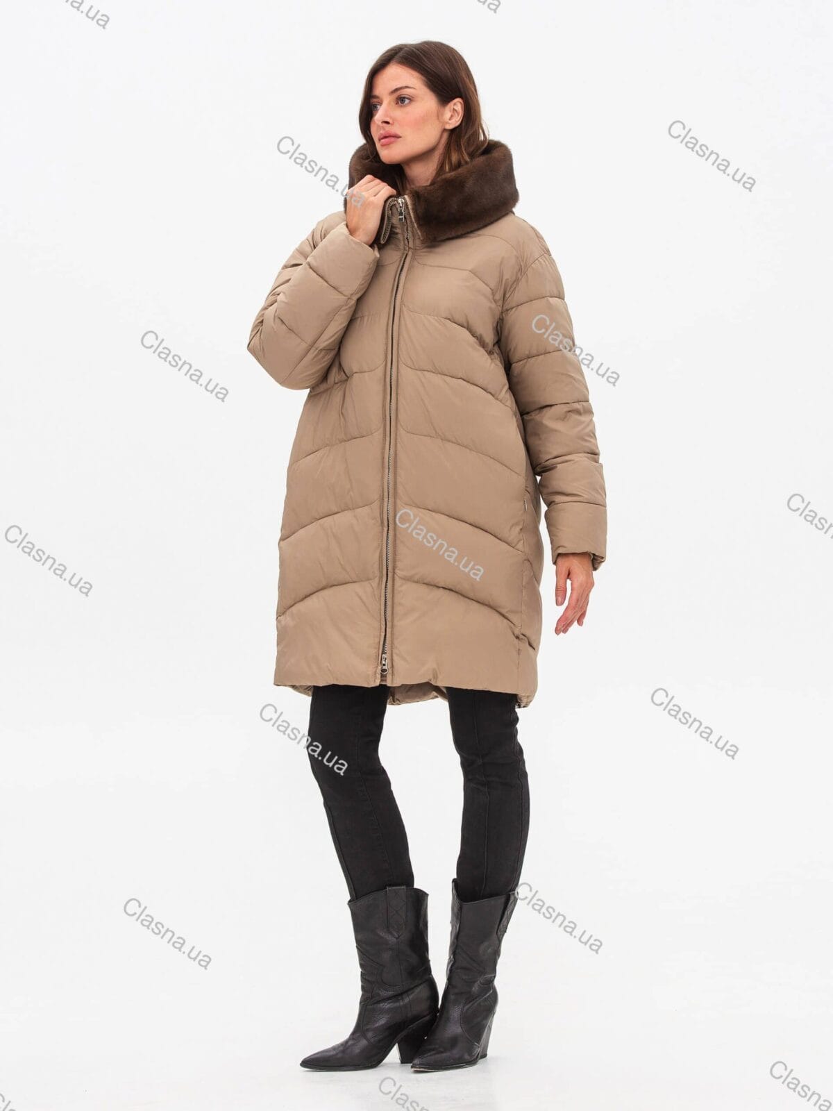 Женский зимний пуховик средней длины 117 - Зображення 3