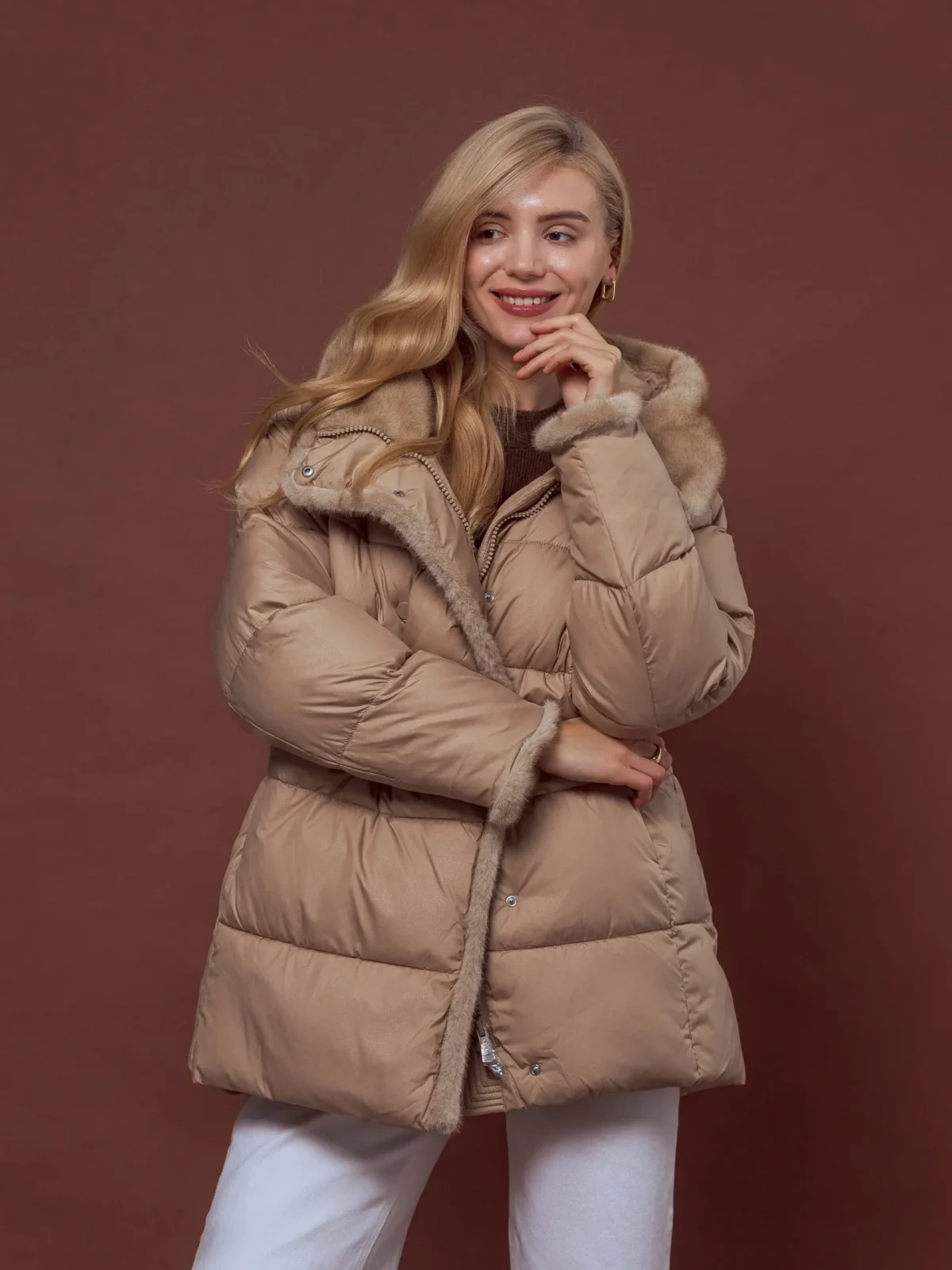 Женская зимняя куртка с капюшоном 4573 big size - Зображення 4
