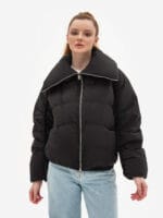 Жіночий короткий пуховик без капюшона 916